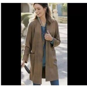 Soft Surroundings Broan Faux Suede Open Front Cardigan Size Large